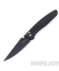 Pro-Tech x Peace Neighbor CCKSS26.Avalon.2 Avalon DLC Magnacut Blade with Battle Worn Black Knurled Aluminum Handles / Black Lip Pearl Button / Satin Hardware and Thumbstud / Black Clip