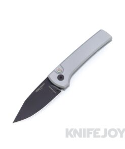 Pro-Tech x Chavez CCKSS26.Scapegoat.2 Scapegoat Compact Automatic DLC MagnaMax Blade with Grey Aluminum Handles and Pearl Button / Hardware / Clip