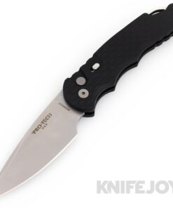 Pro-tech Knives TR-T4105F Auto Tactical Response 4 Stonewash Magnacut Saber Grind Blade with Black Feather Texture Handle/ Steel Secondary Safety