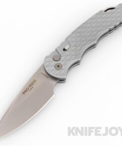 Pro-tech Knives TR-T4105FBW Auto Tactical Response 4 Stonewash Magnacut Saber Grind Blade with Battleworn Grey Feather Texture Handle/ Steel Secondary Safety