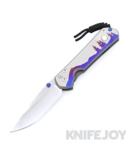 Chris Reeve Knives Large Sebenza 31 Night Sky Unique Graphic Drop Point with Cabochon Mother of Pearl Accent Sandblasted Blue Single Lug