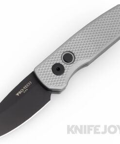 Pro-tech Knives PTR5406-GREY Auto Runt 5 DLC Reverse Tanto Magnacut Blade with Textured Grey Aluminum Handles