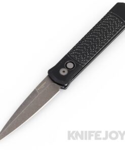 Pro-tech Knives 926-AWBW GODFATHER Auto Plain Edge Acidwashed Blade with Battleworn Black Aluminum Handles