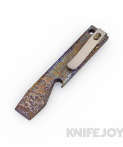 Maverick Customs 3.8" Oil Slick/ Tesla Etch Titanium Pocket Pry Bar/ Bottle Opener with Pocket Clip