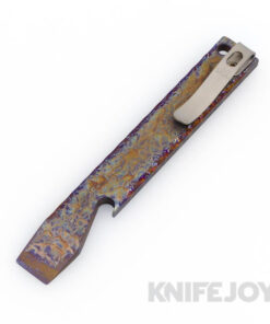 Maverick Customs 5" Oil Slick/ Tesla Etch Titanium Pocket Pry Bar/ Bottle Opener with Pocket Clip