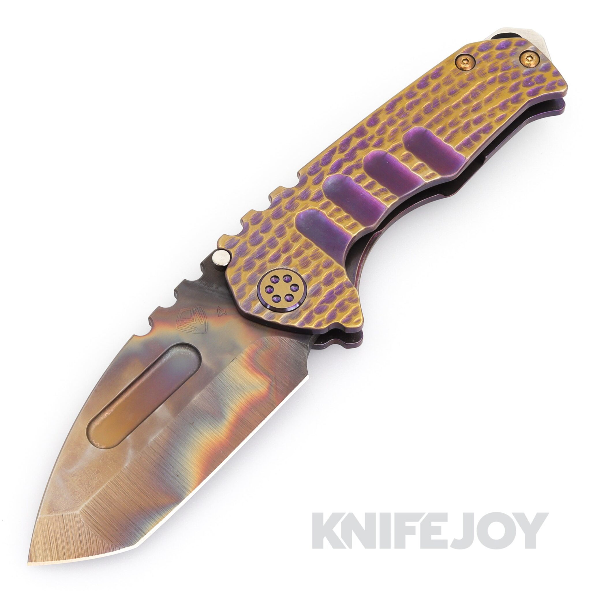 Medford Knives Praetorian Genesis "T" S45VN Vulcan Tanto Blade with Violet/ Brz Water Ripple Handles/Vio/Brz Hardware and Clip