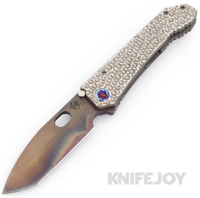 Medford Knives 187 DPT D2 Vulcan Tanto Blade with Silver Dimples Handles/ Flamed Hardware and Clip
