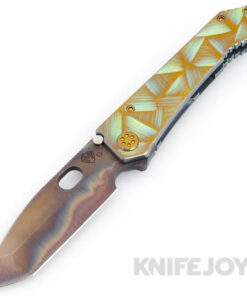 Medford Knives 187 DPT D2 Vulcan Tanto Blade with Green/Bronze Stained Glass Handles/ Bronze Hardware and Clip
