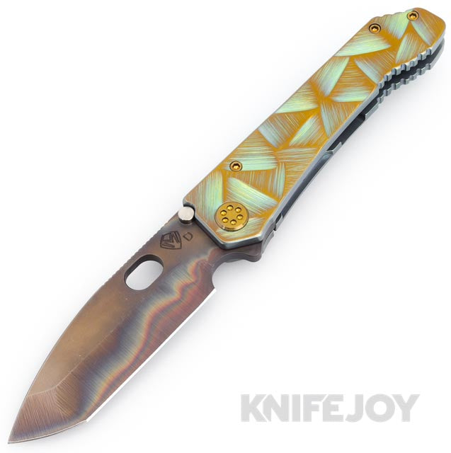 Medford Knives 187 DPT D2 Vulcan Tanto Blade with Green/Bronze Stained Glass Handles/ Bronze Hardware and Clip