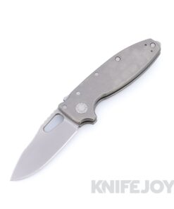 Demko Knives Shark-A-Tac Tumbled Raw Magnacut Blade with Tumbled Smooth Titanium Smooth Handles and Soft Touch Pommel