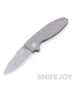 Demko Knives Shark-A-Tac Tumbled Raw Magnacut Blade with Tumbled Smooth Titanium Smooth Handles and Spike Pommel