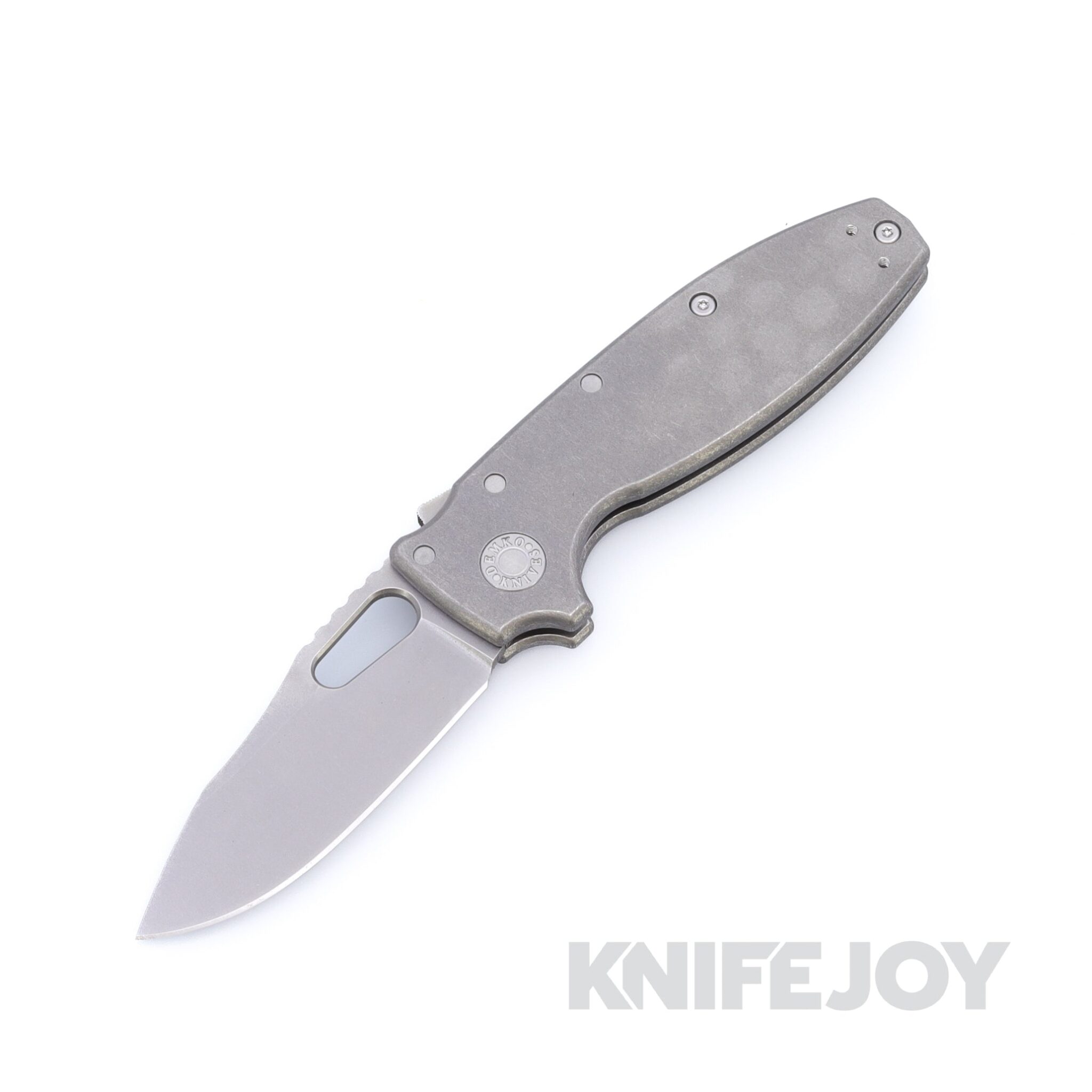 Demko Knives Shark-A-Tac Tumbled Raw Magnacut Blade with Tumbled Smooth Titanium Smooth Handles