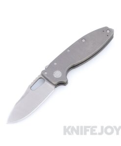 Demko Knives Shark-A-Tac Two-Tone Raw Magnacut Blade with Tumbled Smooth Titanium Smooth Handles and Spike Pommel