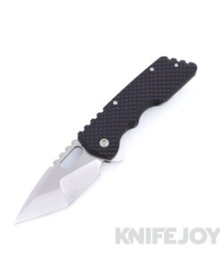 Attn2Detail Mercantile Knives Mark 2 Medium Stonewash Satin Magnacut Blade Hissatsu / Compound Grind Blade with Contoured Double Divot Black G10 Handles