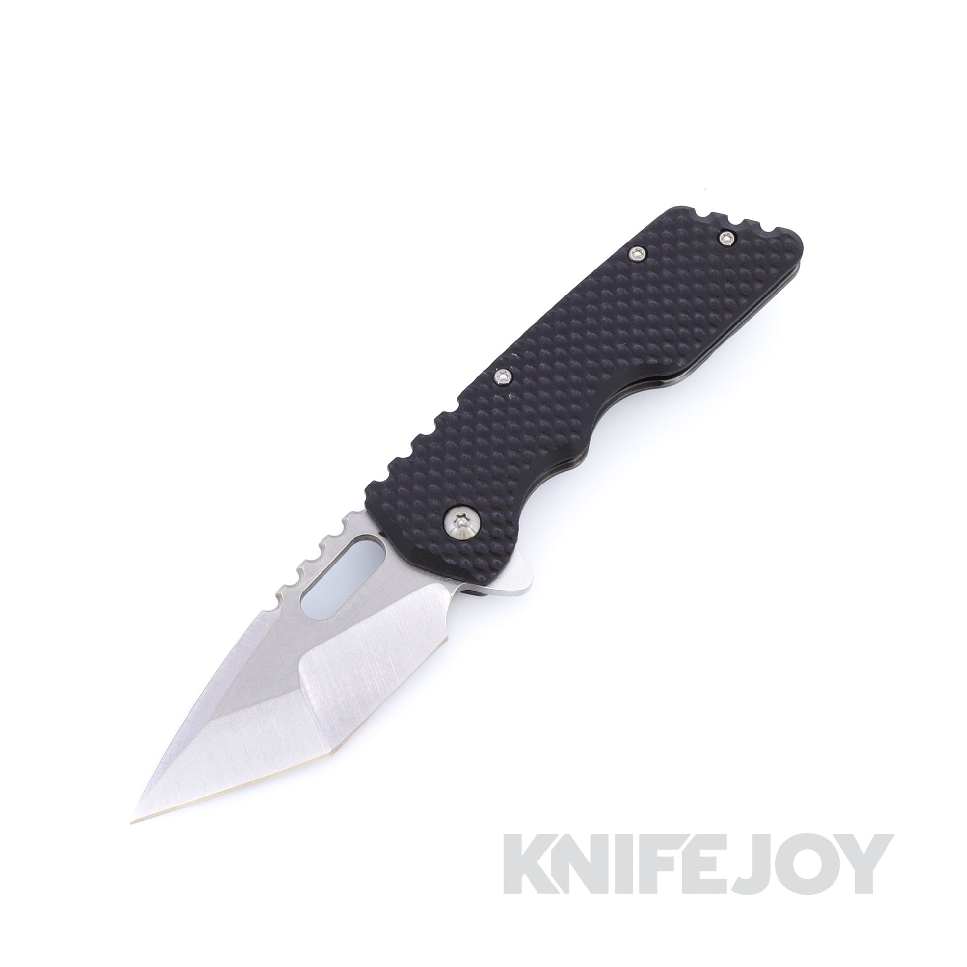 Attn2Detail Mercantile Knives Mark 2 Medium Stonewash Satin Magnacut Blade Hissatsu / Compound Grind Blade with Contoured Double Divot Black G10 Handles