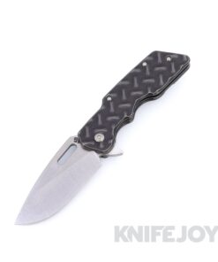 Attn2Detail Mercantile Knives Mark 1 Medium Gen 4 Stonewash Satin Magnacut Drop Point Rising Grind Blade with Blackwash Treadplate Titanium Handles