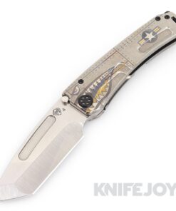 Medford Knives Marauder-H S45VN Tumbled Tanto Blade with Tumbled Warthog/ Stars N Bars Handles/ Black Hardware and Clip