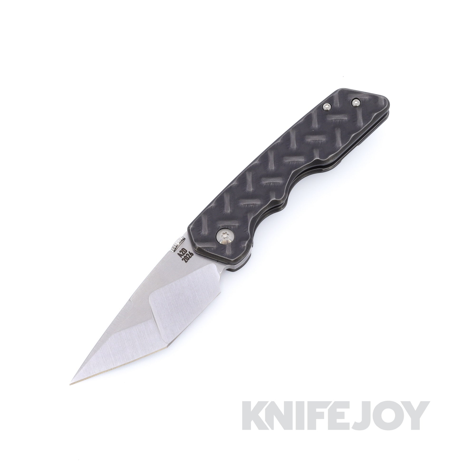 Attn2Detail Mercantile Knives Mark 3 Medium Gen 4 Stonewash Satin Magnacut Hissatsu Compound Grind Blade with Blackwashed Treadplate Titanium Handles