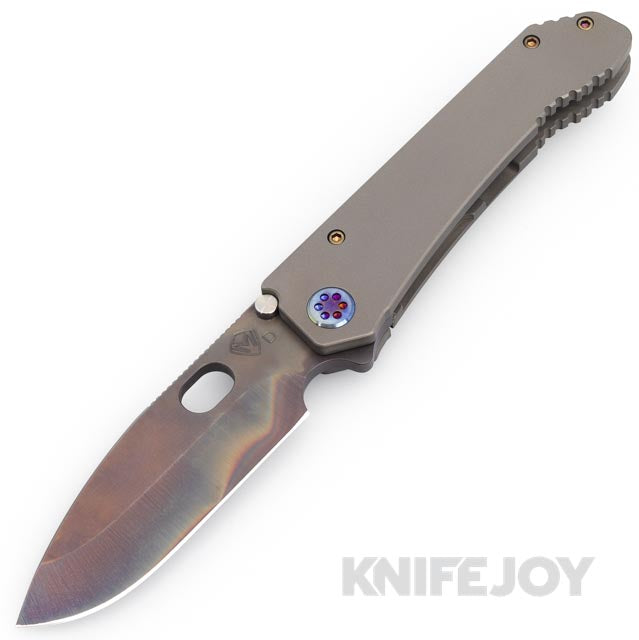 Medford Knives 187 DP D2 Vulcan Drop Point Blade with BB/ Gray Handles/ Flamed Hardware and Clip