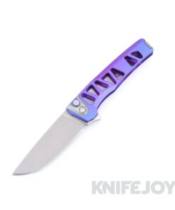 MachineWise Sonora Button Lock Folder Stonewash S90V with Diamond Textured Skeletonized Grade 5 Integral Midnight Fade Titanium Handles / Raw Ti Bolster / Blasted Clip