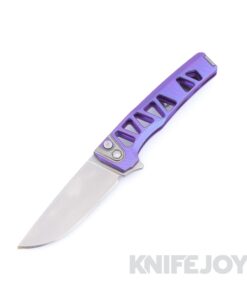 MachineWise Sonora Button Lock Folder Lightwash S90V with Fine Step Textured Skeletonized Grade 5 Integral Blurple Titanium Handles / Raw Ti Bolster / Blasted Clip