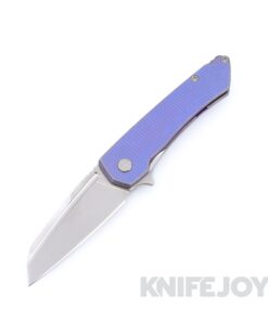 MachineWise Mojave Frame Lock Folder Stonewash S90V with Grenade Textured Grade 5 Distressed Blurple Integral Titanium Handles / Spacer / Clip