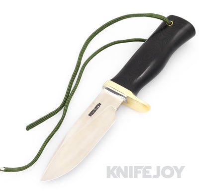Randall Made Knives Model M28 Woodsman Stainless Steel Blade with Black Micarta Handle/ Brown Leather Sheath