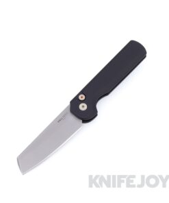 Pro-tech x TuffKnives BST26.Slimfoot.1 Auto Slimfoot Stonewash Sheepsfoot Magnacut Blade with Black Solid Aluminum Handles / Mosaic Pin Button / Satin Hardware / Black Clip