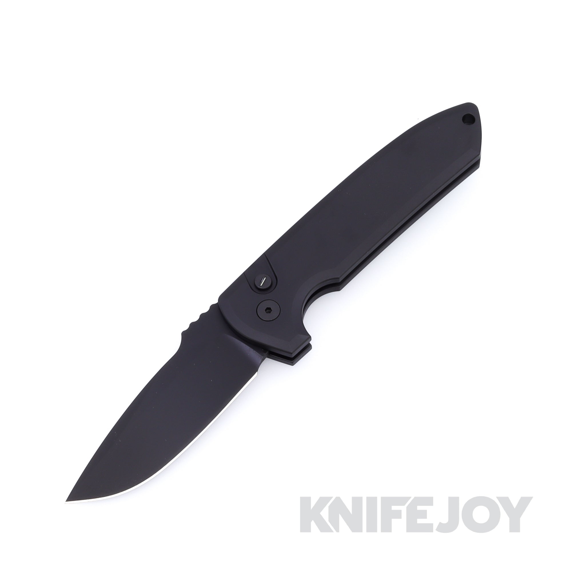 Pro-tech Knives LG3103-OP Auto Rockeye Sterile DLC Magnacut Blade with Solid Black Handle / Tritium Button / Black Hardware and Clip