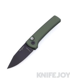 Pro-Tech x Chavez BST26.Scapegoat.1 Scapegoat Compact Automatic DLC Black MagnaMax Blade with Green Aluminum Handles / Black Lip Pearl Button / Black Hardware and Clip