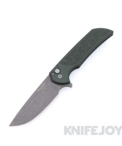 Pro-tech Knives BST26.Mordax.1 Mordax Acidwash 20CV Blade with NEXUS Textured Green Handle / Black Lip Pearl Button / Blasted Hardware and Clip