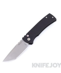 Chaves Knives x Pro-Tech BST26.Redencion.1 Redencion Auto Stonewash S35VN Blade with Black Lip Pearl Button / Black TREAD Textured Handle / DLC Black Milled Skull Clip
