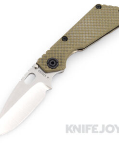Mick Strider Custom Knives SnG Satin Blade with Hybrid Green Gunner Grip G10 Handle