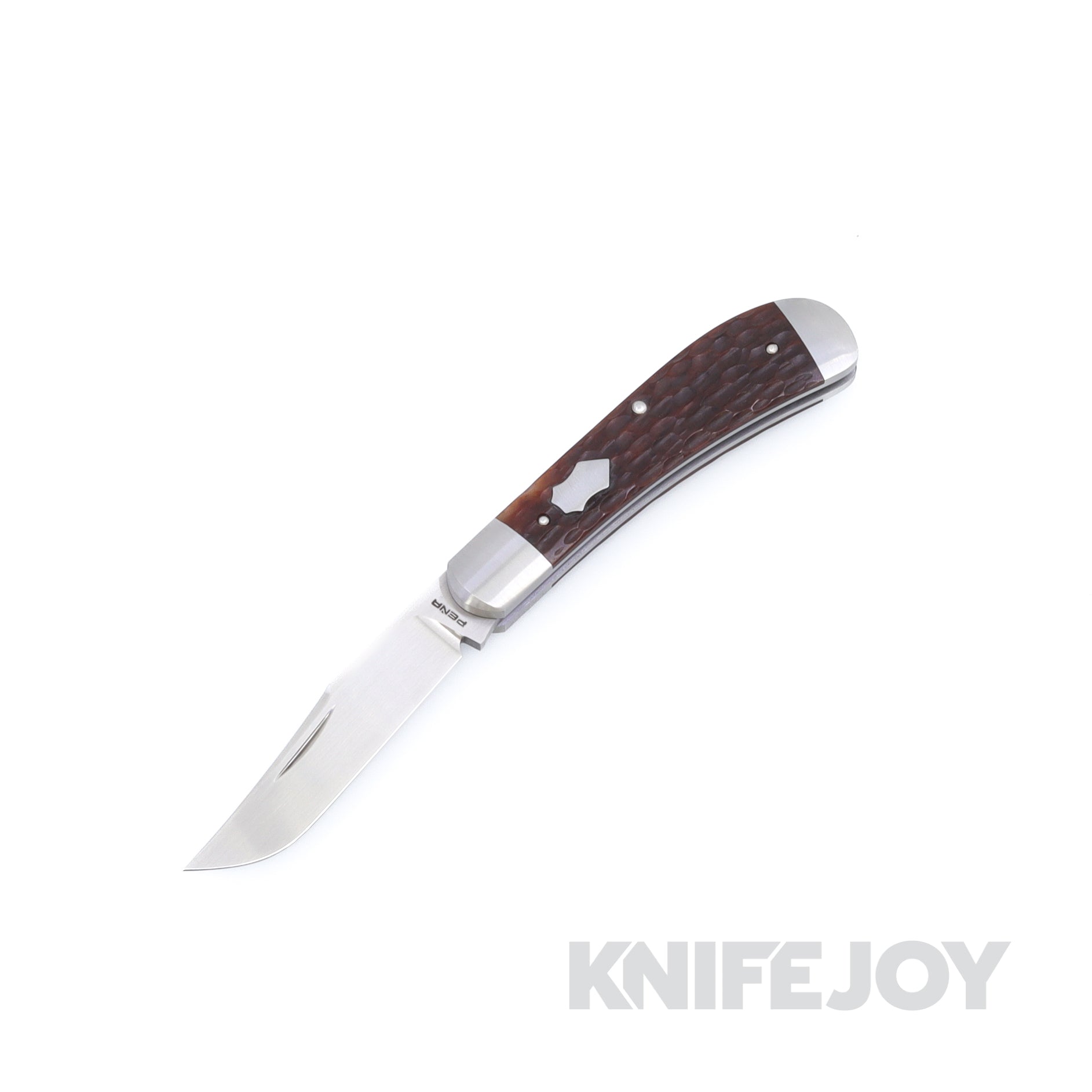 Enrique Pena Custom Slipjoint Trapper Clip Point Plain Satin CPM154 Blade with Jigged Bone Scales
