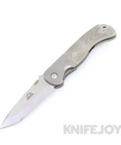 Lucas Emerson Custom MX-300 Hand Signed Tanto blade with White G10 Scales Titanium Bolsters