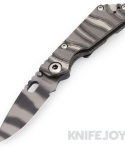 Mick Strider Custom Knives JVA Tiger Striped Blade with DSS Titanium Handles