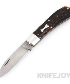 Jim Dunlap Custom Knives Zulu A2 Etched Blade with Amber Stag Handles