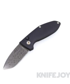 Les George Defiant 7 Alpha Auto Nichols Damascus Blade with Textured Black Anodized Aluminum Handle