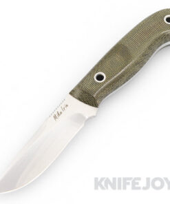 Mike Irie Custom Fixed Blade Knife Compound Ground Spearpoint Blade with Green Micarta Handles / Leather Sheath