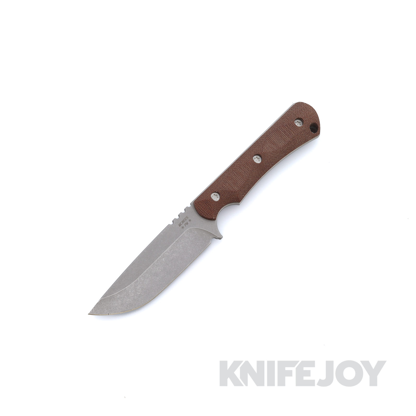 McNees Knives PM Ridge Runner Stonewash Magnacut Blade and Maroon Canvas Micarta Handles