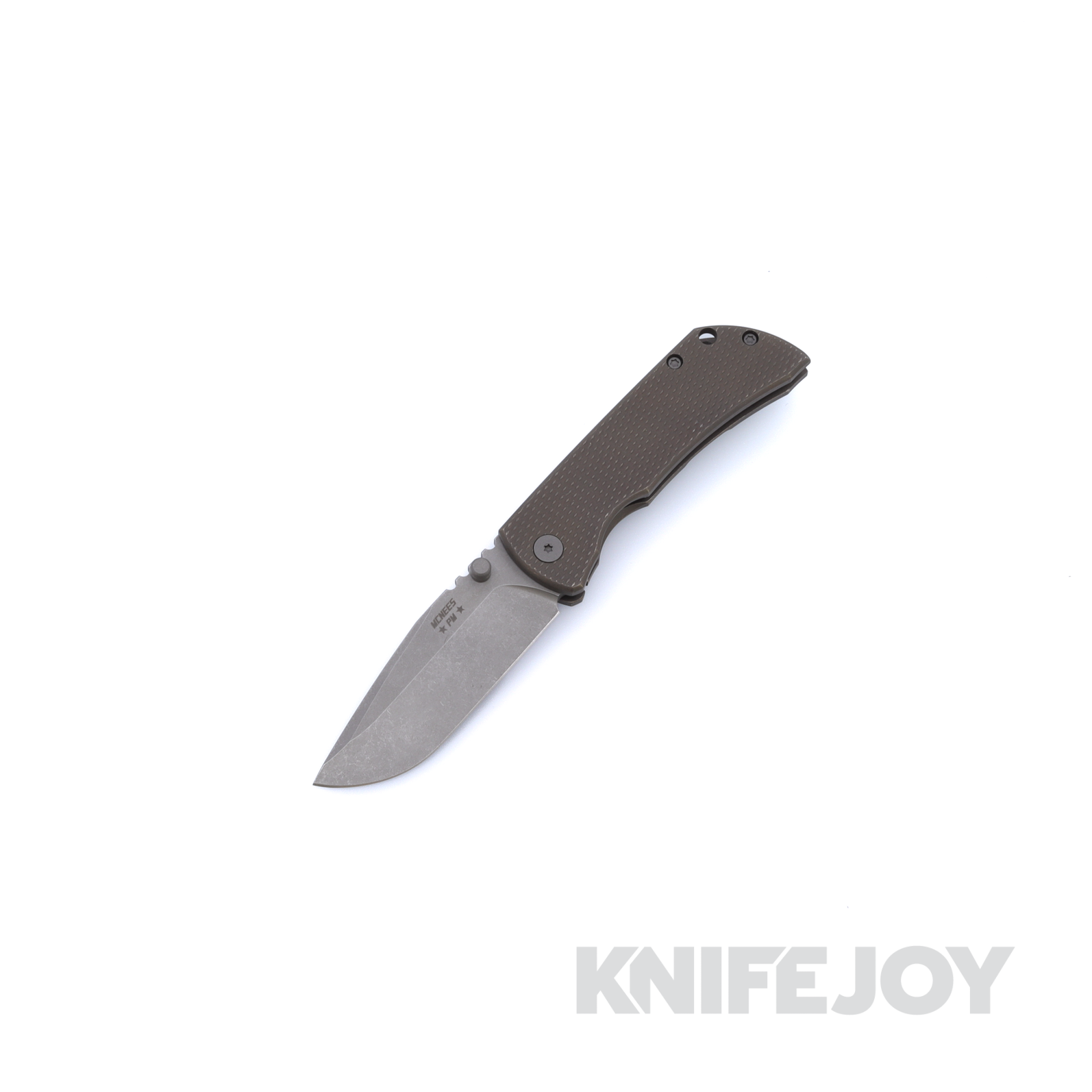 McNees Knives PM Mac-2 3" Stonewashed Magnacut Blade and Bronzed Diamond Textured Handles