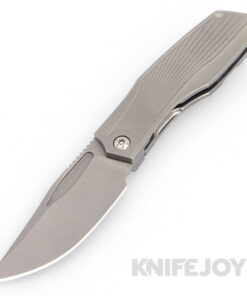 Prince Customs Protean Folder Knife 20CV Blade with Sunburst Textured Grey Handles and Timascus Clip