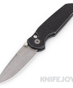 Pro-tech Knives BLADEWEST 2024 Integrity Double Thumbstud Acidwashed S35VN Blade with Relic Textured Battle-Worn Black Handles/ Abelone Button/ Deep Carry Clip