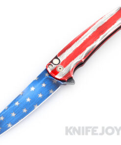 Pro-tech Knives PT-5401-PATRIOT Malibu Flipper Patriot Magnacut Reverse Tanto Blade with Patriot-themed Handles/ Mother of Pearl Button