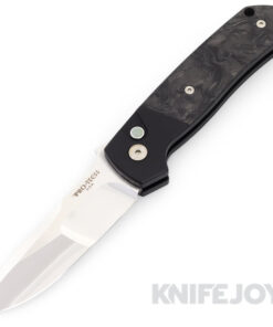 Pro-Tech Knives 2024 Terzuola ATCF Custom 003 Auto - Black Aluminum & "Dark Matter" Fat Carbon Fiber Inlays Black Lip Pearl Button, Mike Irie Mirror Polished Polished Blade, 3D Milled Titanium Clip