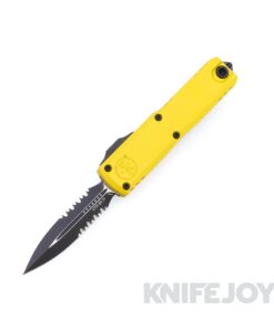 MICROTECH 12324-2YW UTX-85 GEN IV OTF Auto Double Edge Black Partially-Serrated Blade with Yellow Aluminum Handles