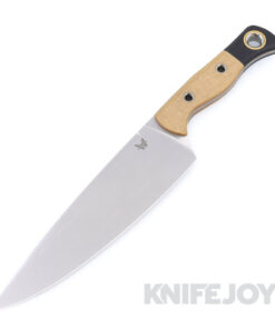 Benchmade Chef's 8" Knife Fixed Blade 4025-02 CPM-154 Stonewashed Drop Point Blade, Maple Valley Richlite Black G10 Bolsters