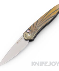 Pro-Tech Knives 2024 Newport Custom 002 2-Tone Green and Bronze Titanium, S35-VN Blade, Alabone Button, Titanium Clip
