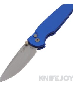 Pro-tech Knives PT-INT101 Tactical Response 3 Integrity Double Thumbstud Manual Stonewash S35VN Blade with Blue Aluminum Handles/ Blasted Hardware/ Deep Carry Clip