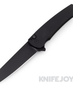 Pro-tech Knives PT5403-OPERATOR Malibu Operator Flipper Black Sterile DLC Reverse Tanto Blade with Black Handle/ Tritium Inlay